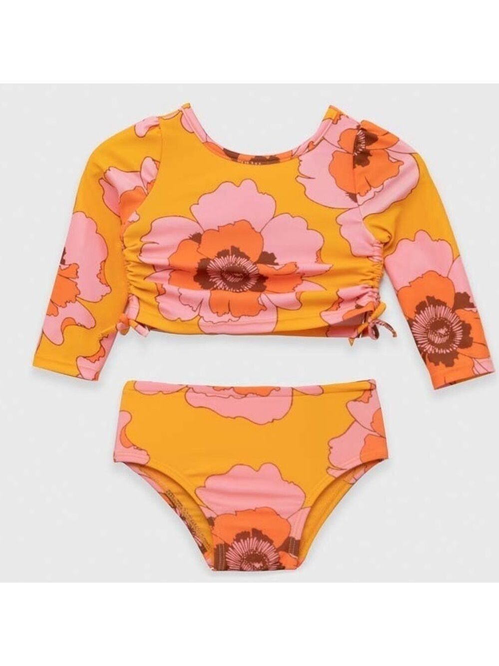 Gap Baby Girl Bright Floral Rash Guard Two-Piece Long Sleeve Swimsuit